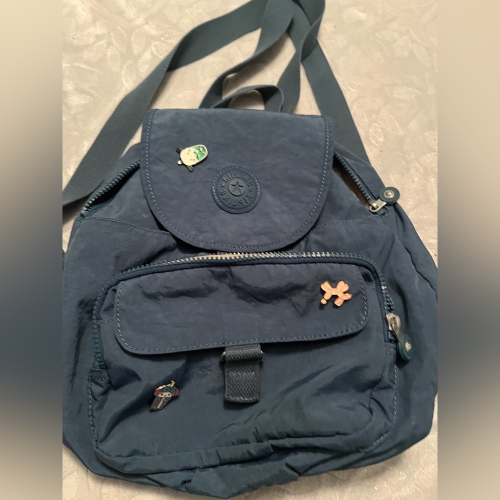 Navy Blue Backpack with Pins